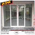 درب کشویی باغ UPVC با شیشه دوجداره و فریم مقاوم رنگ سفید